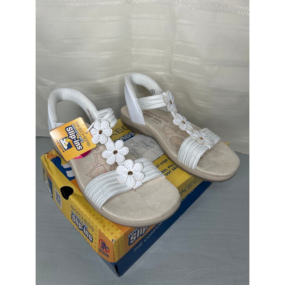 Skechers Reggae Slim Blooming Romance Slip-Ins Sandals White Size 9 - Picture 5 of 16